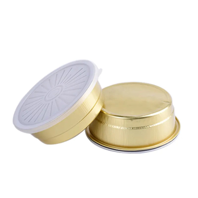 450 ml kleurrijke aluminiumfolie voedselcontainers Smoothwall wegwerp pudding bakvormen met deksel